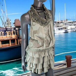 Ruffled Poets Tunic Top Pirate Gray Costume Masquerade Size 6 Von Lancelot Mardi
